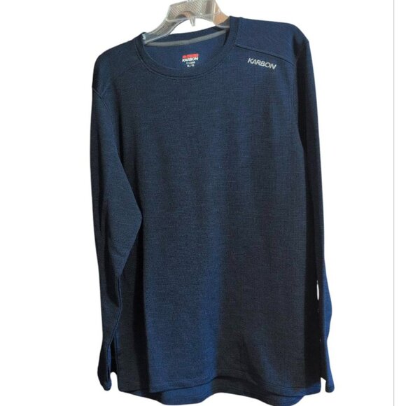 Karbon Tee Shirt Pullover Navy Blue Long Sleeve Crew Neck Top Base layer Shirt - Picture 1 of 7
